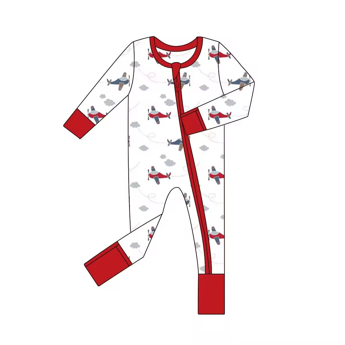 Custom moq 3 eta 6-8 weeks White airplane long romper
