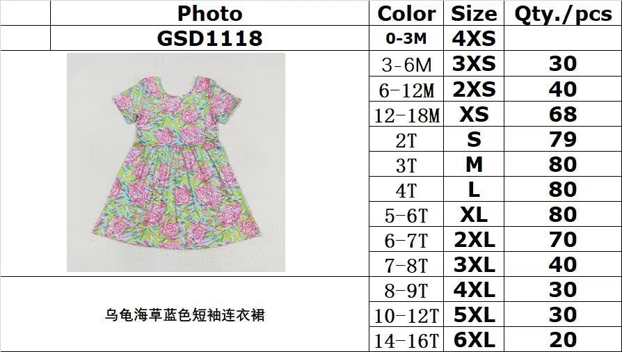 RTS GSD1118Turtle Seagrass Blue Short Sleeve Dress