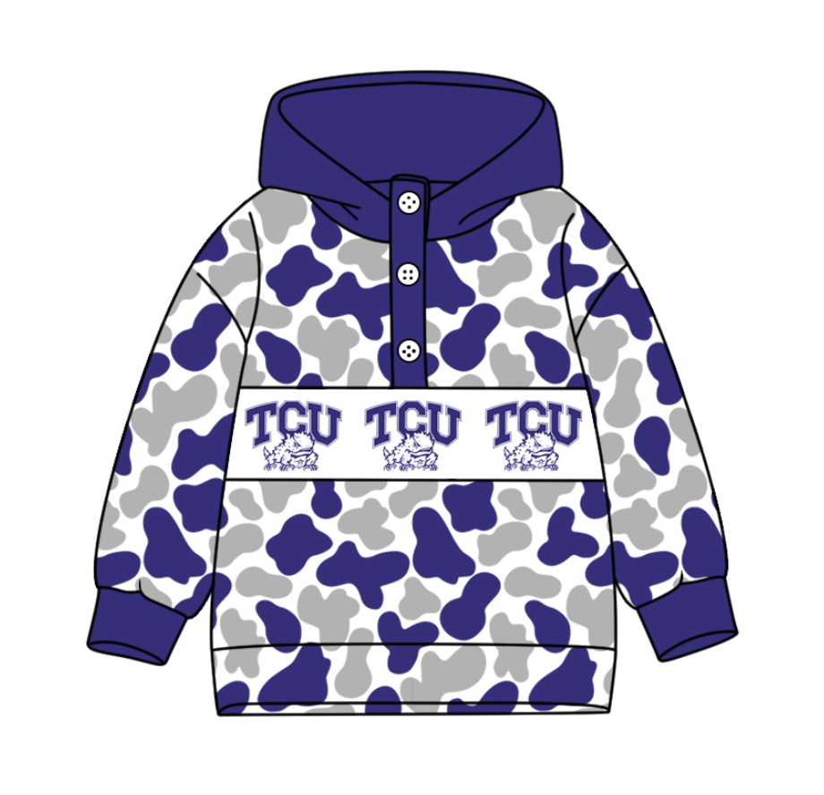 3-Custom moq 8 mix size milk silk summer team baby boy clothes purple and gray hooded long sleeve top-25.10.9