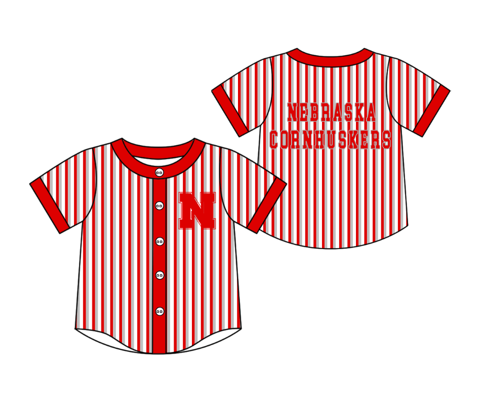 Custom moq 5 mix size milk silk summer teams Red Striped Short-Sleeved Button-Down Shirt for Baby Boy Summer Outfit