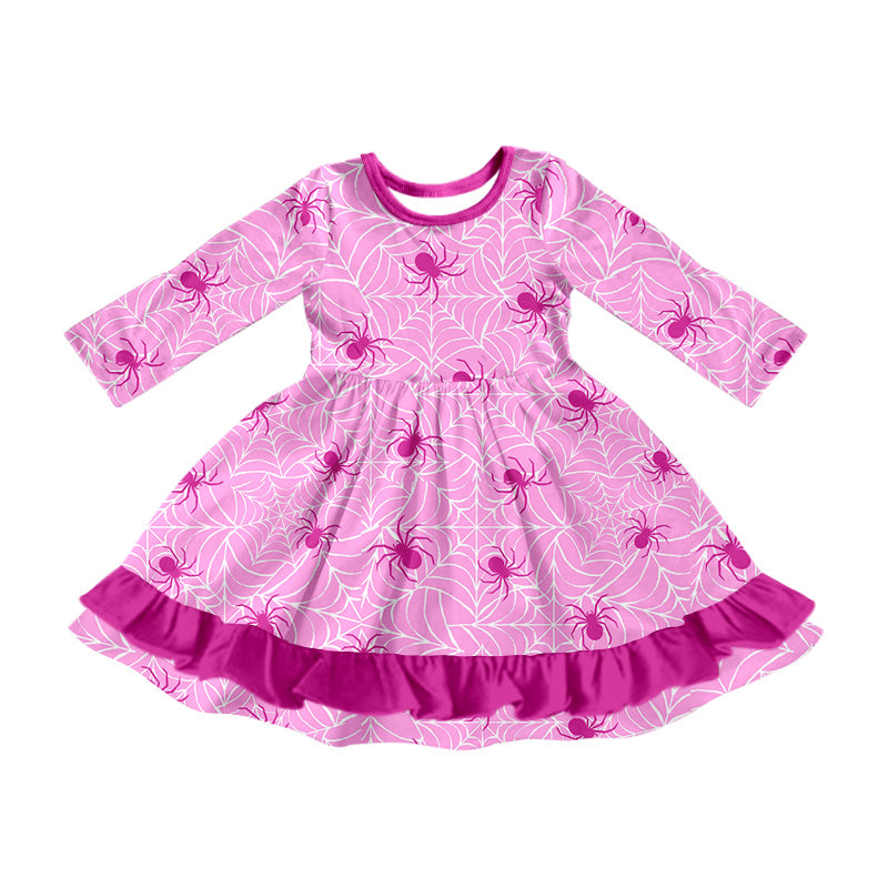 8.3 custom each style moq 5eta 4-6week baby girls clothes pink long sleeve dress
