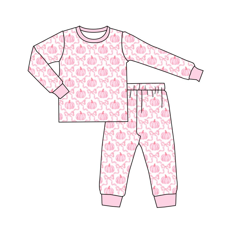 5.20custom each style moq 5eta 4-5week Sibling Sister Halloween pumpkin prints pink boys outfits and baby romper match family design