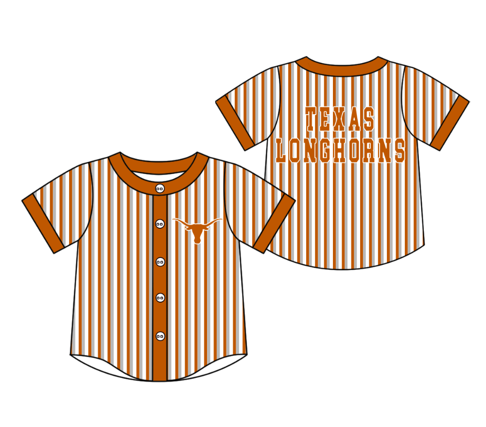 Custom moq 5 mix size milk silk summer teams Orange Striped Short-Sleeved Button-Down Shirt for Baby Boy Outfit