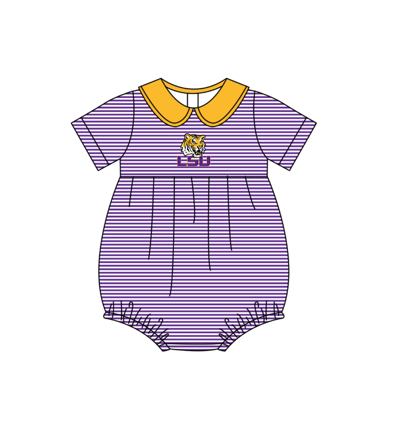 Custom moq 5 mix size milk silk summer teams Baby Boys And Girls Dark purple Short-Sleeved Shirt And Shorts Set Matching Striped Rompers Outfit Set