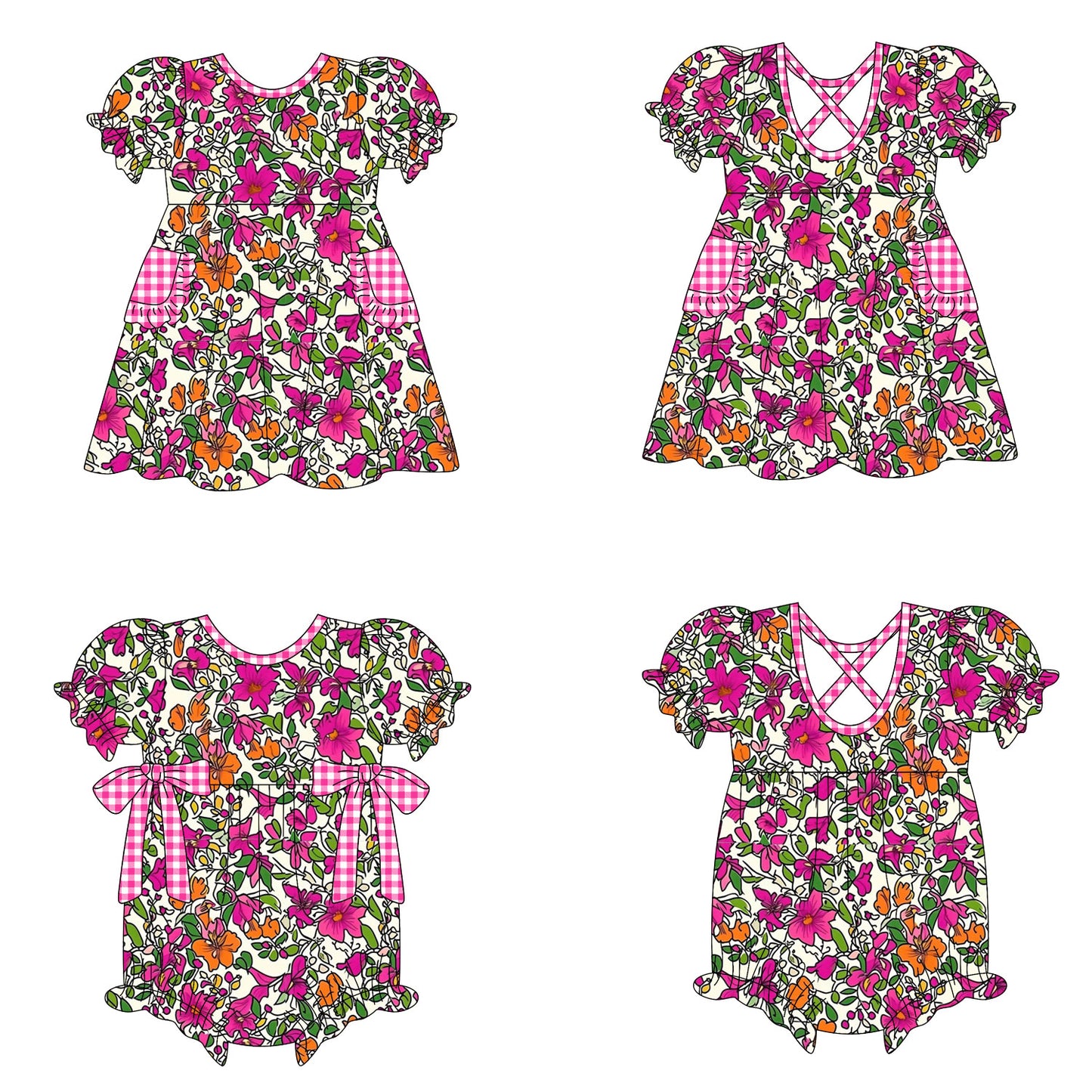 25.10.13 custom each style moq 5 eta 6-8week Sibling Sisters floral baby girl short sleeve dress and romper match family design
