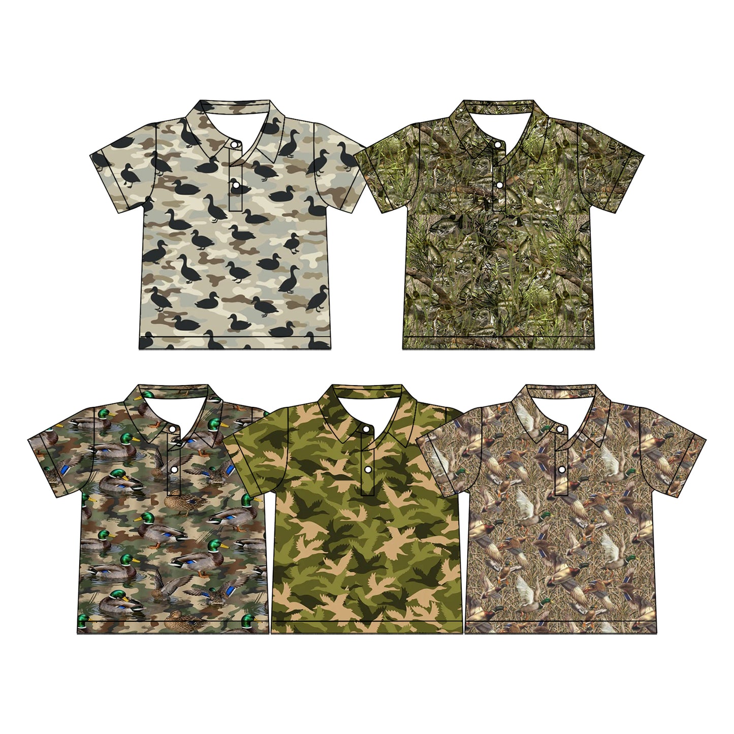 Custom moq 5 mix size Sibling Baby Boy Camouflage Short-Sleeved Polo Shirt Casual Top for Little Boys