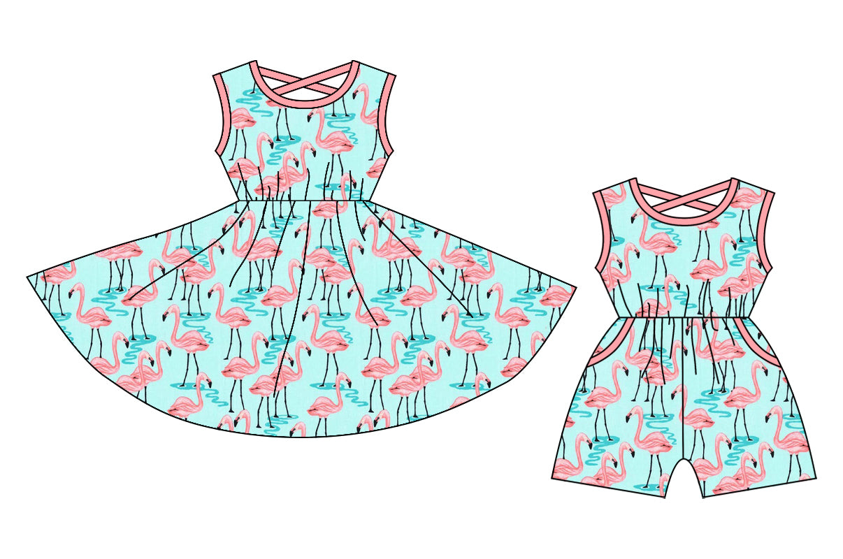 12.20 custom each style moq 5eta 4-6week Sibling Sister baby girl short sleeve shorts dress and jumpsuit match design\