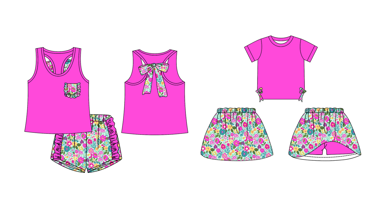 12.19 custom each style moq 5eta 4-6week Sibling Sister floral baby girl short sleeve shorts sets and dresses match design
