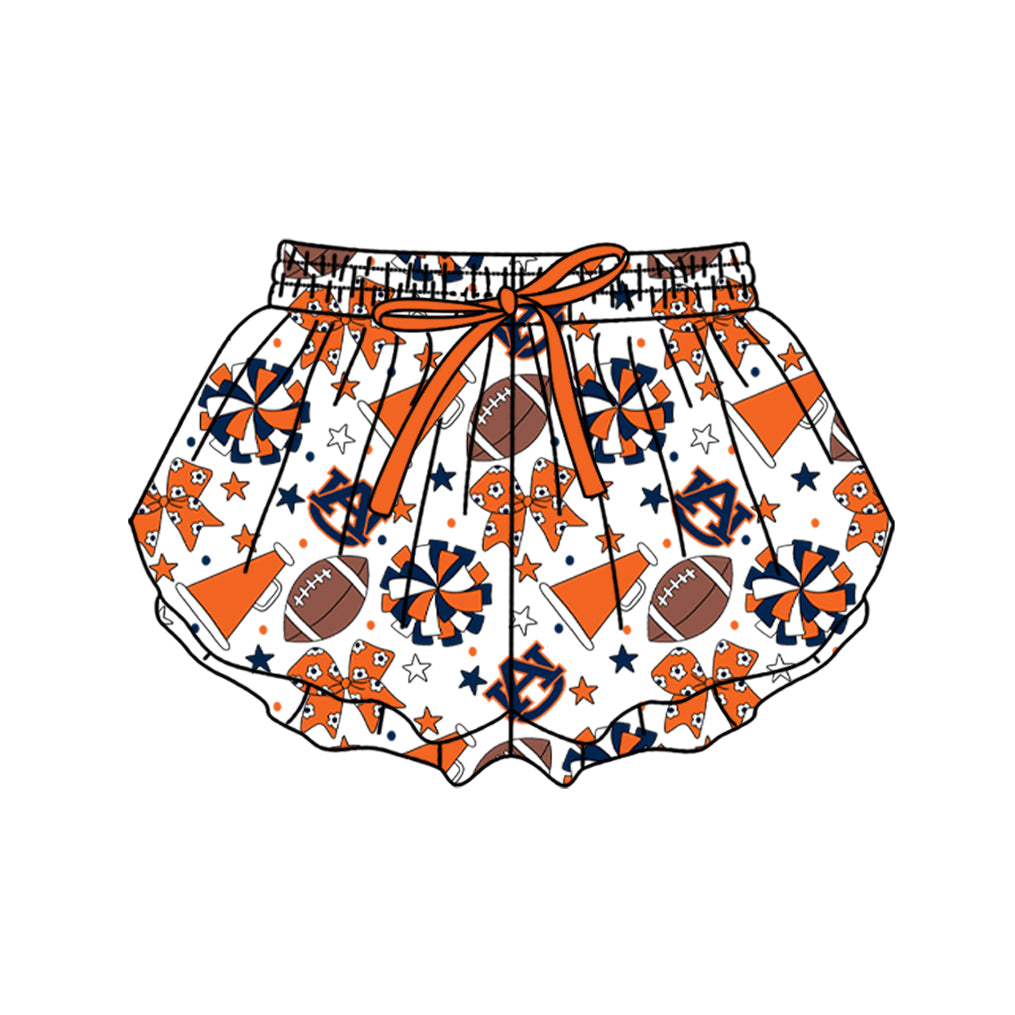 Custom moq 5 mix size milk silk summer teams Baby Girls Orange Bows Yoga Active Ruffle Shorts Bottom for Kids