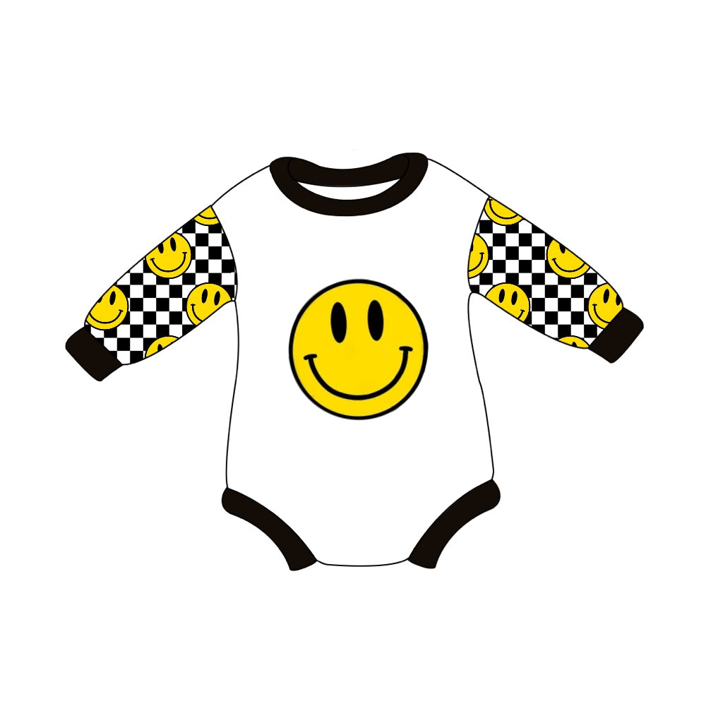 8.1 custom each style moq 5eta 4-6week baby girls clothes smiley long sleeve rompers