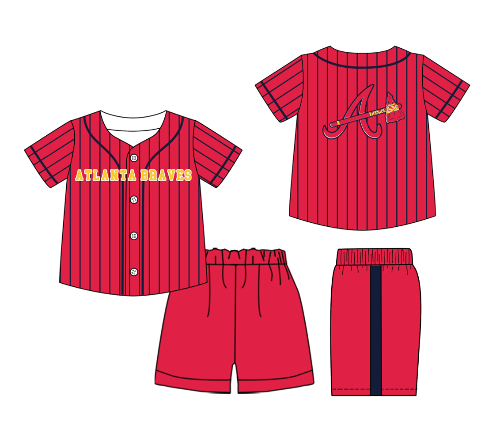 Custom moq 3 or 5 mix size milk silk summer teams baby boy clothes red short sleeve shorts sets-26.1.20