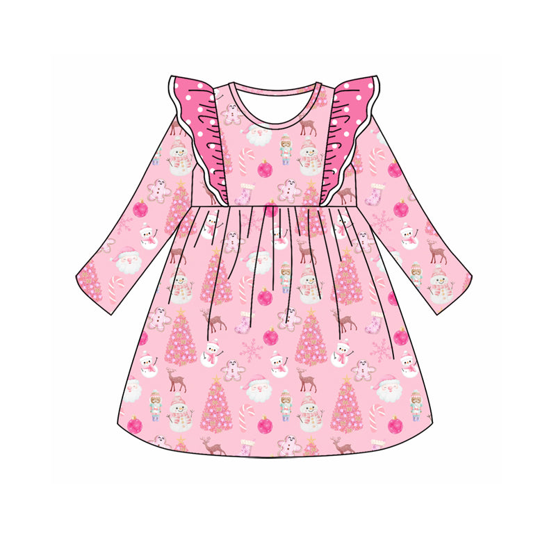 9.2 custom each style moq 5eta 4-6week Sibling Sister Christmas pink baby girl sets and dress match family design