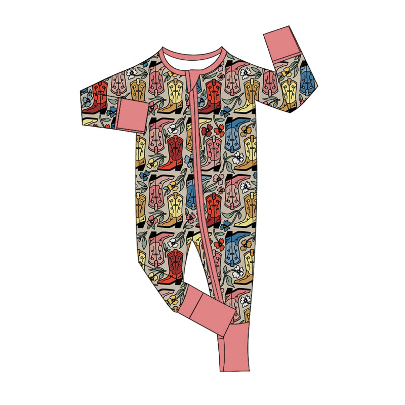 10.15 custom each style moq 5eta 4-6week Sibling boot floral baby boys sets and rompers match family design