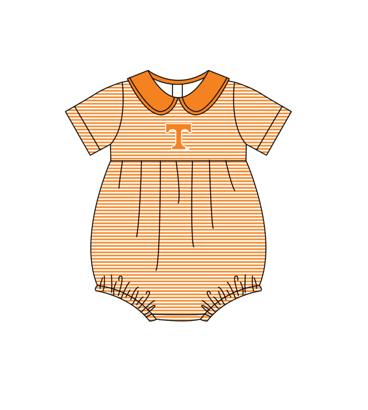 Custom moq 5 mix size milk silk summer teams Baby Boys And Girls Orange Short-Sleeved Shirt And Shorts Set Matching Striped Rompers Outfit Set