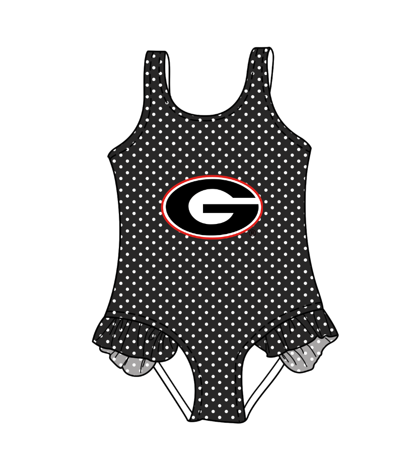 Custom moq 5 mix size milk silk summer teams Black Baby Girl Sleeveless Polka Dot Lace Onesie Swimsuit Cute Summer Beachwear for Little Girls
