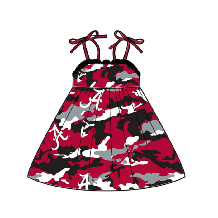 Custom summer teams baby girls clothes team brick red sets dress romper-25.5.6