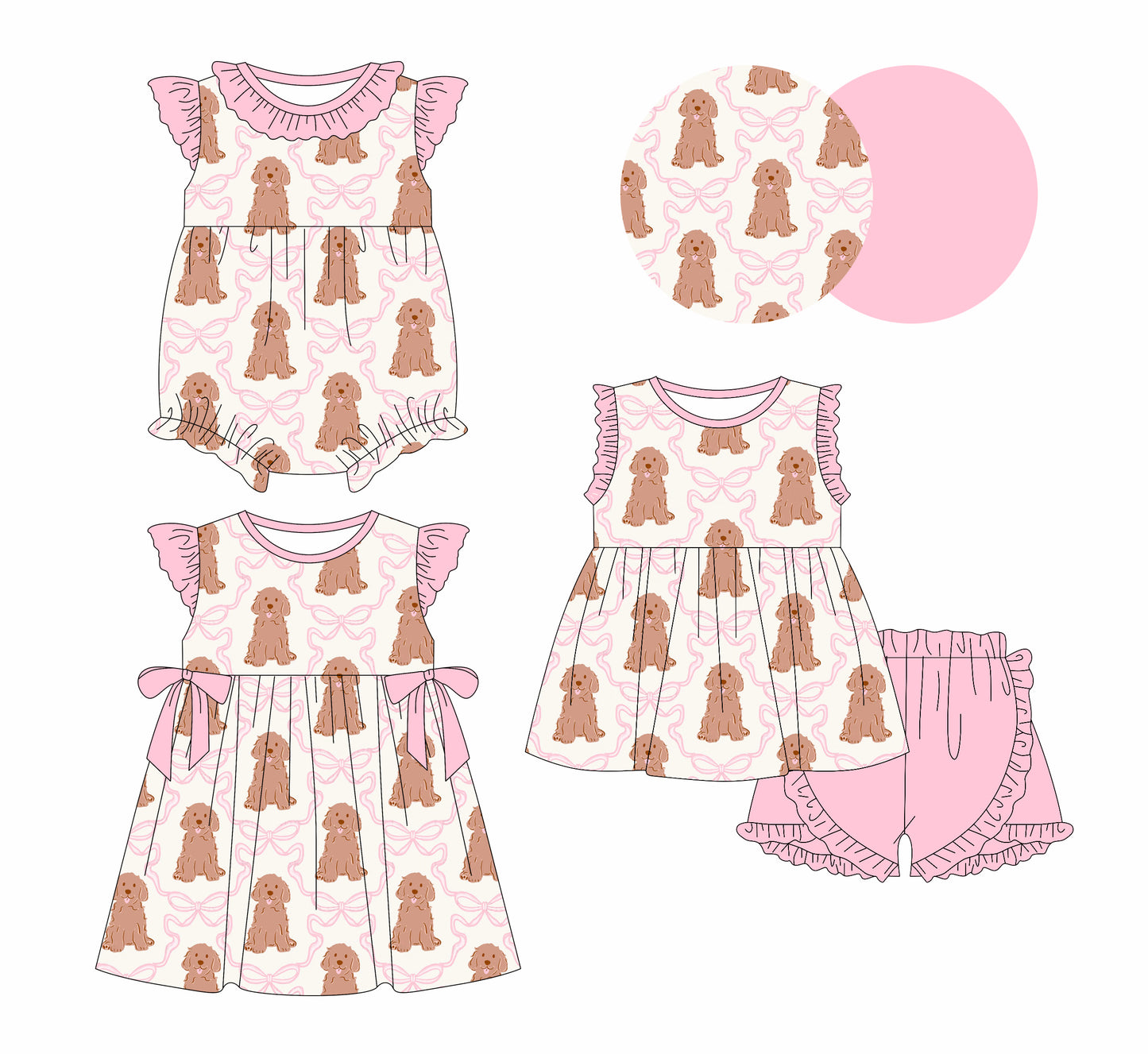 3.28 Custom moq 5 mix size Sibling Baby Girl's Pink Flutter Sleeve Top And Shorts Set Cute Romper Dress for Summer