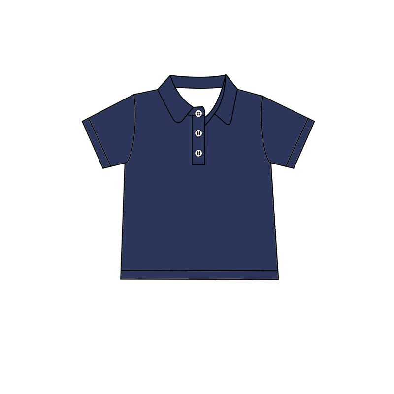 Custom moq 5 boys Blank Cotton short-sleeved polo shirt Navy Short-Sleeve Polo Shirt