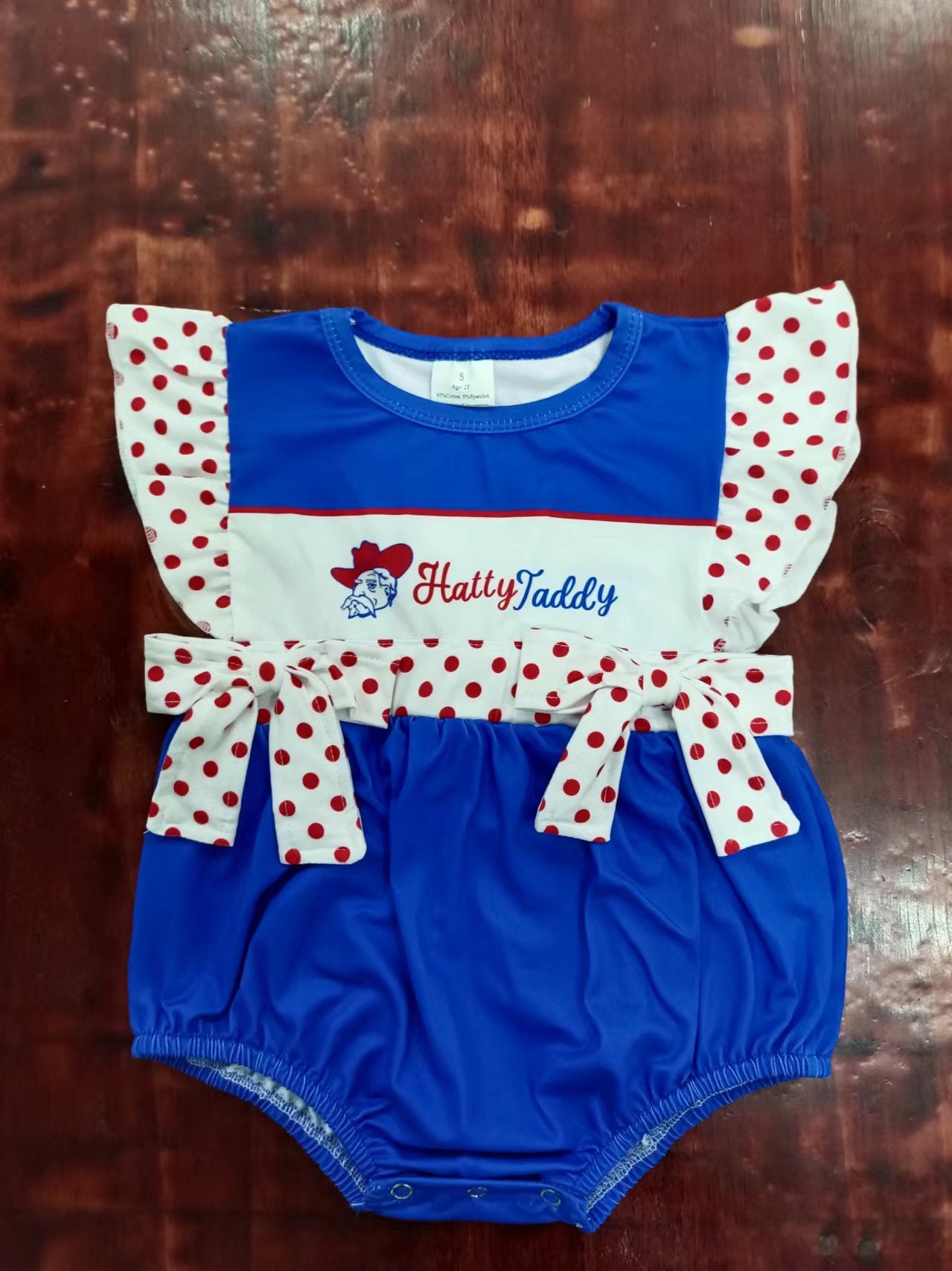 custom moq 5 eta 4-6weeks mix size baby girls clothes team blue flying sleeve summer Romper