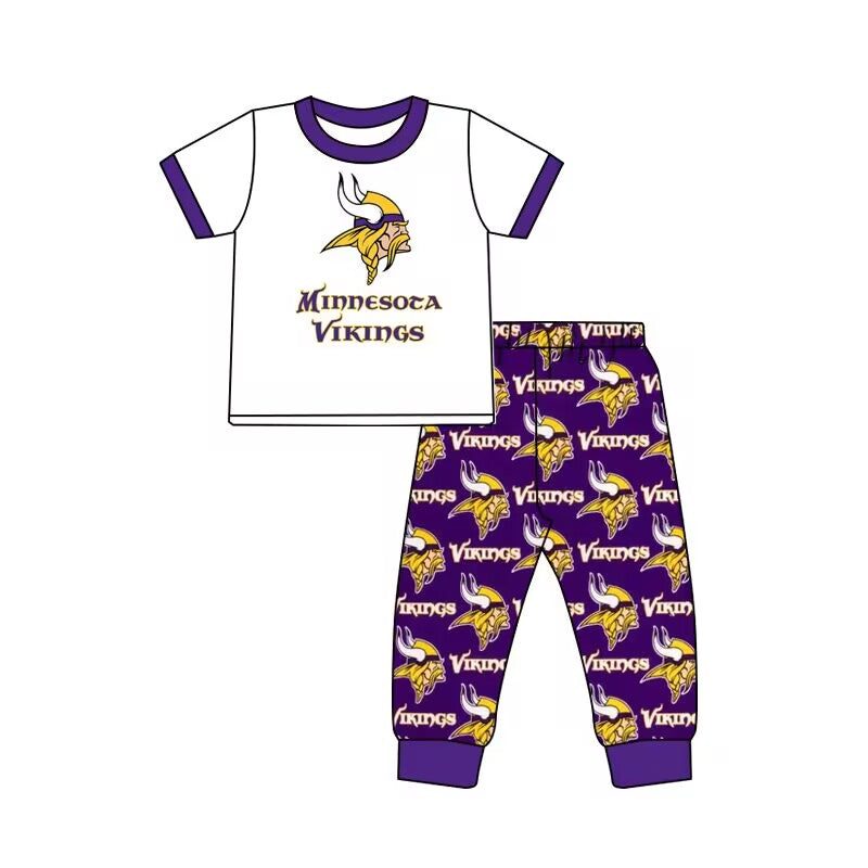 custom moq 3 eta 6-7weeks baby boyss clothes team purple short sleeve trousers suit
