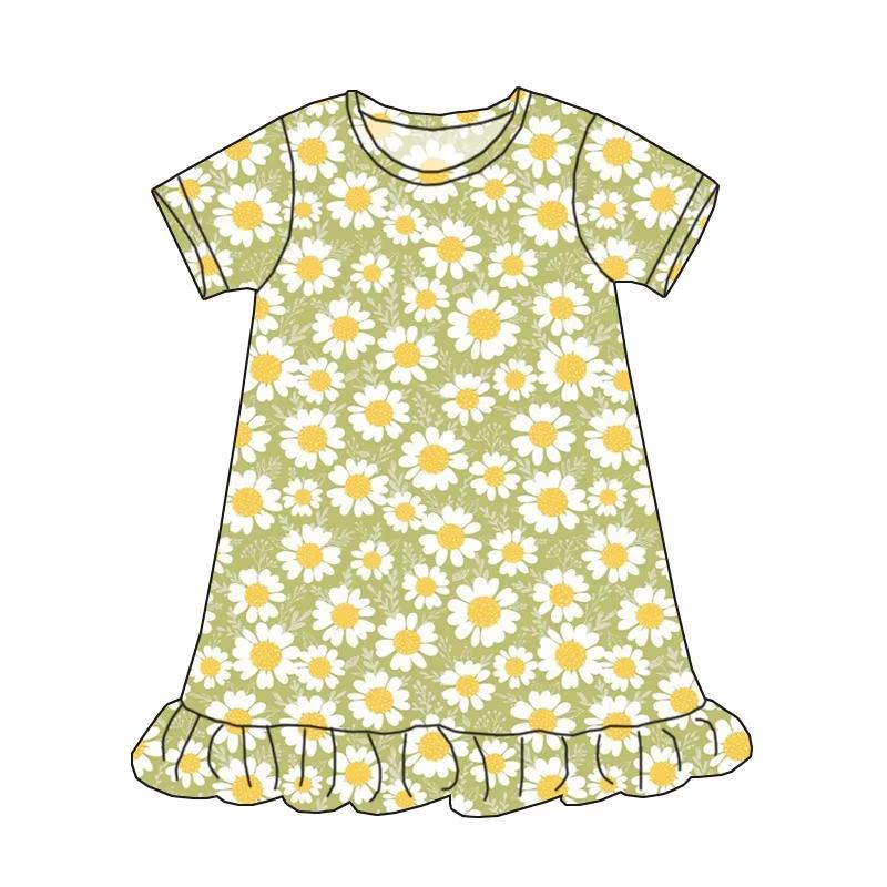 Custom moq 5 each style eta 6-7weeks milk silk baby girls summer floral short sleeves dresses-25.7.26