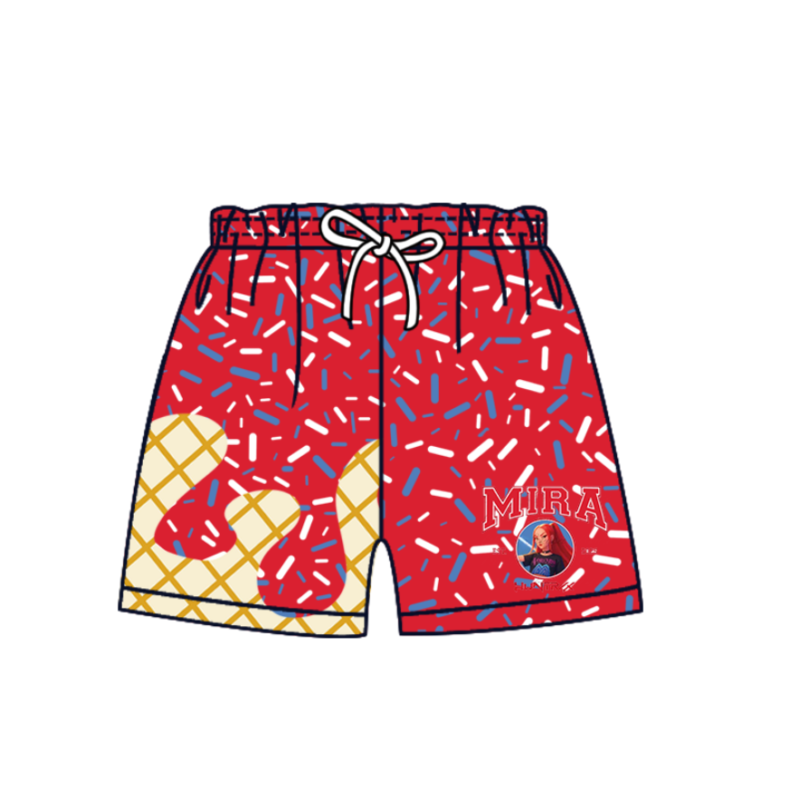 Custom moq 5 mix size milk silk baby boy girl clothes team red summer shorts-25.10.20
