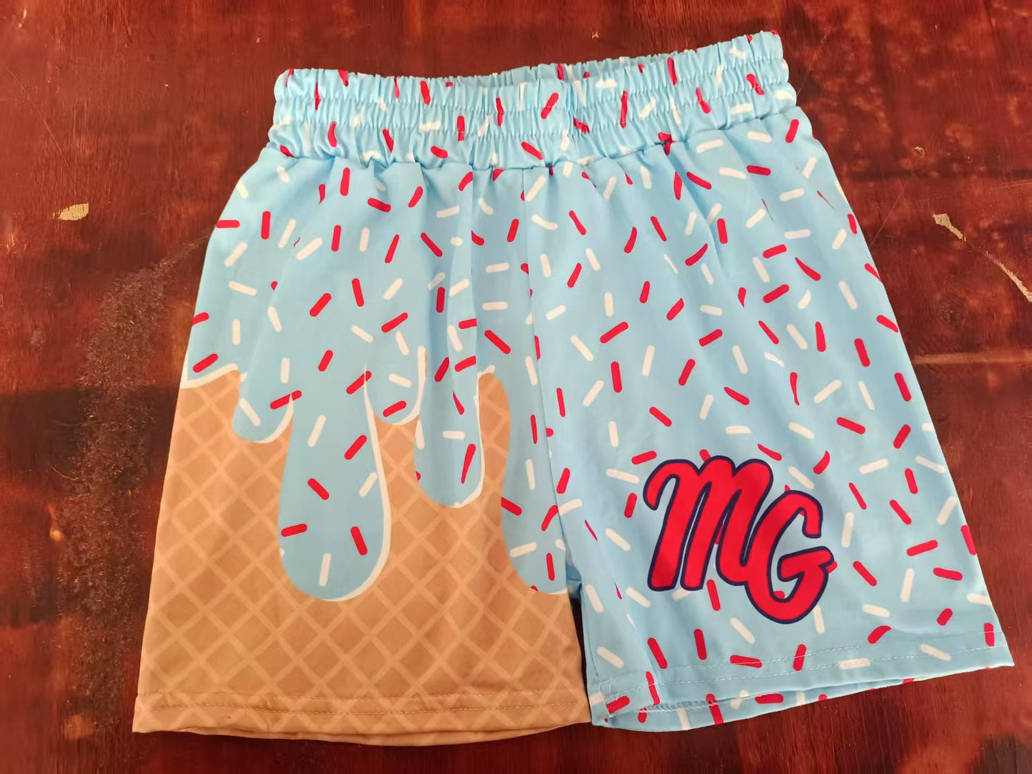 Custom moq 3 eta 6-7weeks kids clothes blue and gold Beach Summer Shorts