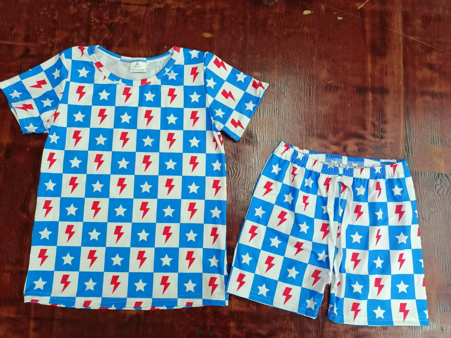 Custom moq 3 eta 6-7weeks baby boys clothes blue short Sleeve shorts sets