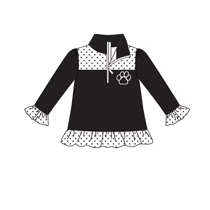 custom moq 3 eta 6-8weeks team girls black long sleeves top