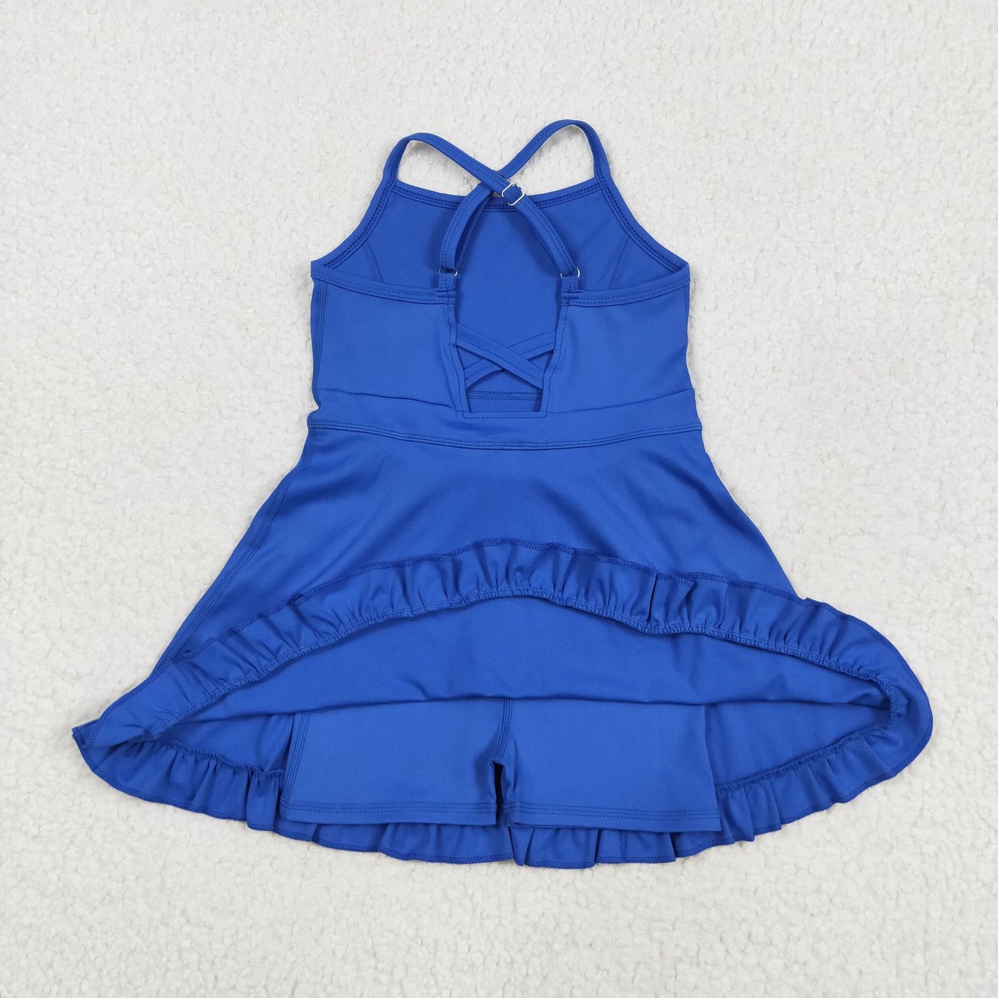 RTS NO MOQ(In Stock) S0551 Solid Blue Activewear Yoga Skirt Swimsuit
