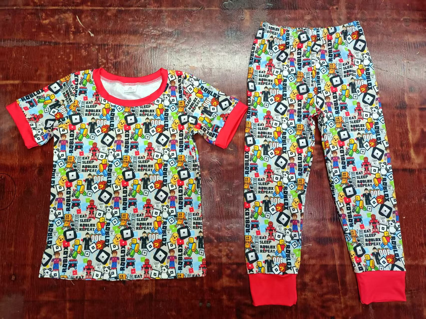 Custom moq 3 eta 6-7weeks baby boy clothes red short-sleeved top and pants set-25.5.9