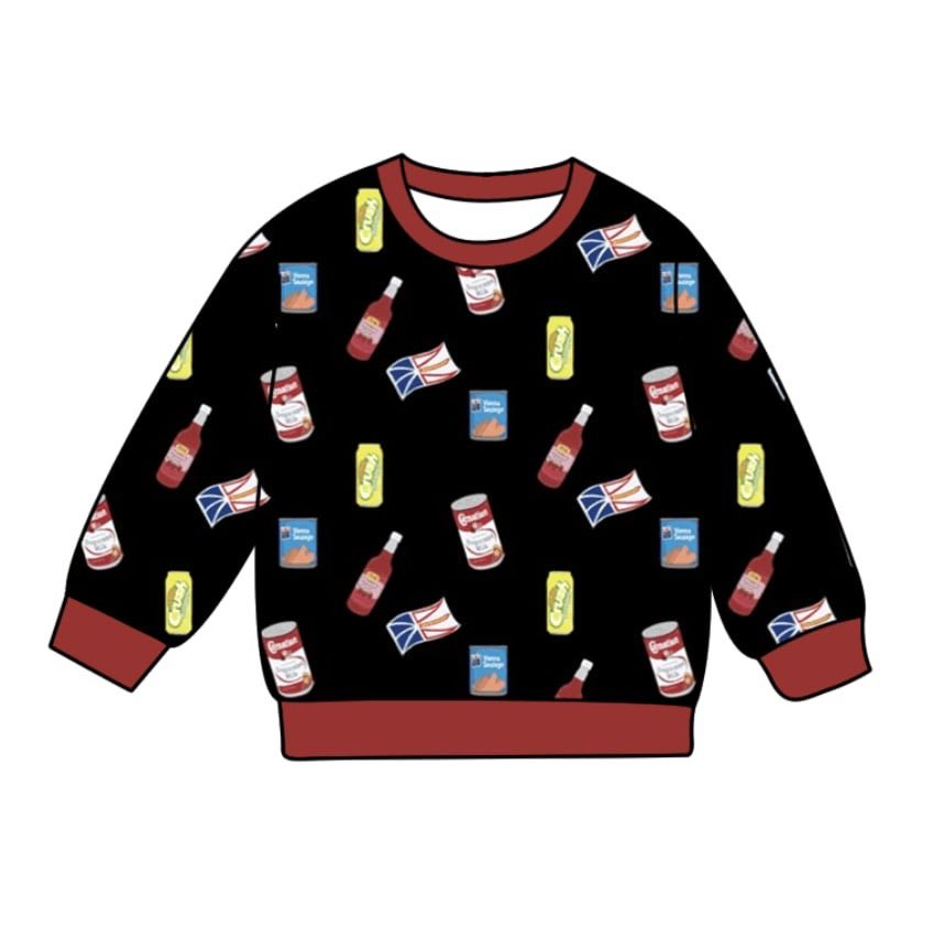 Deadline November 14 custom no moq eta 6-8weeks Flag-Soda Pattern Black and Red Long Sleeve Sweatshirt