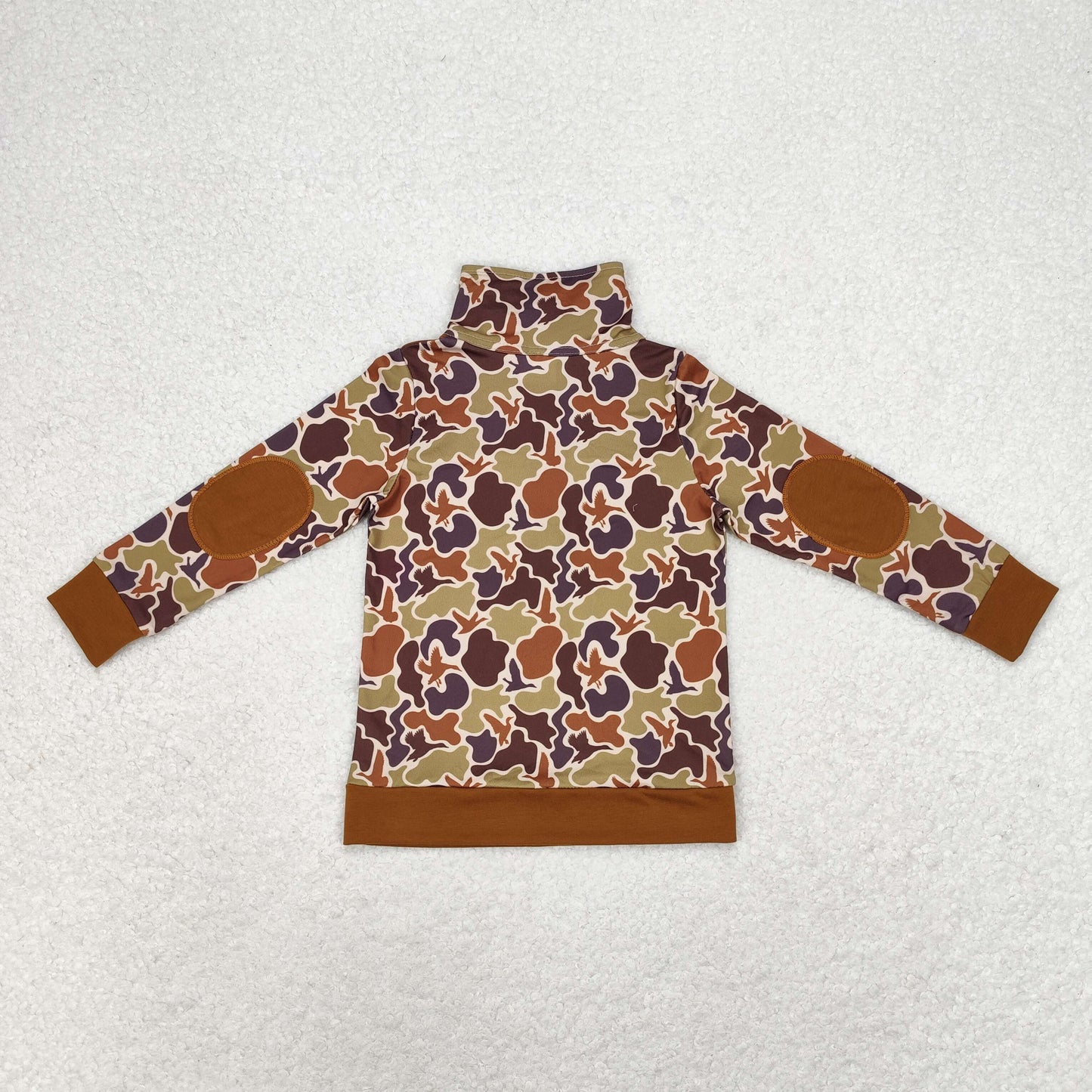 RTS NO MOQ(In Stock ) Duck camouflage brown zip-up long-sleeved top