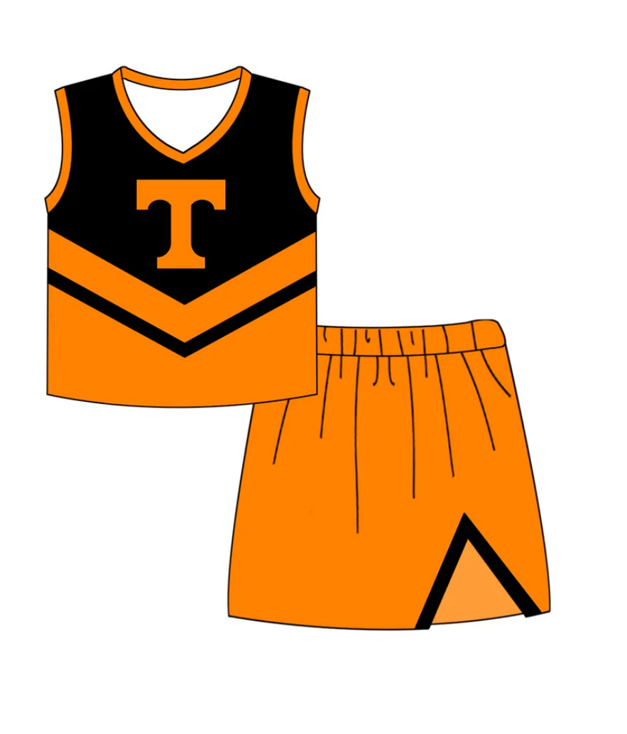 Deadline August 19 custom no moq eta 6-7weeks Orange Cheerleading Suit Team Kits