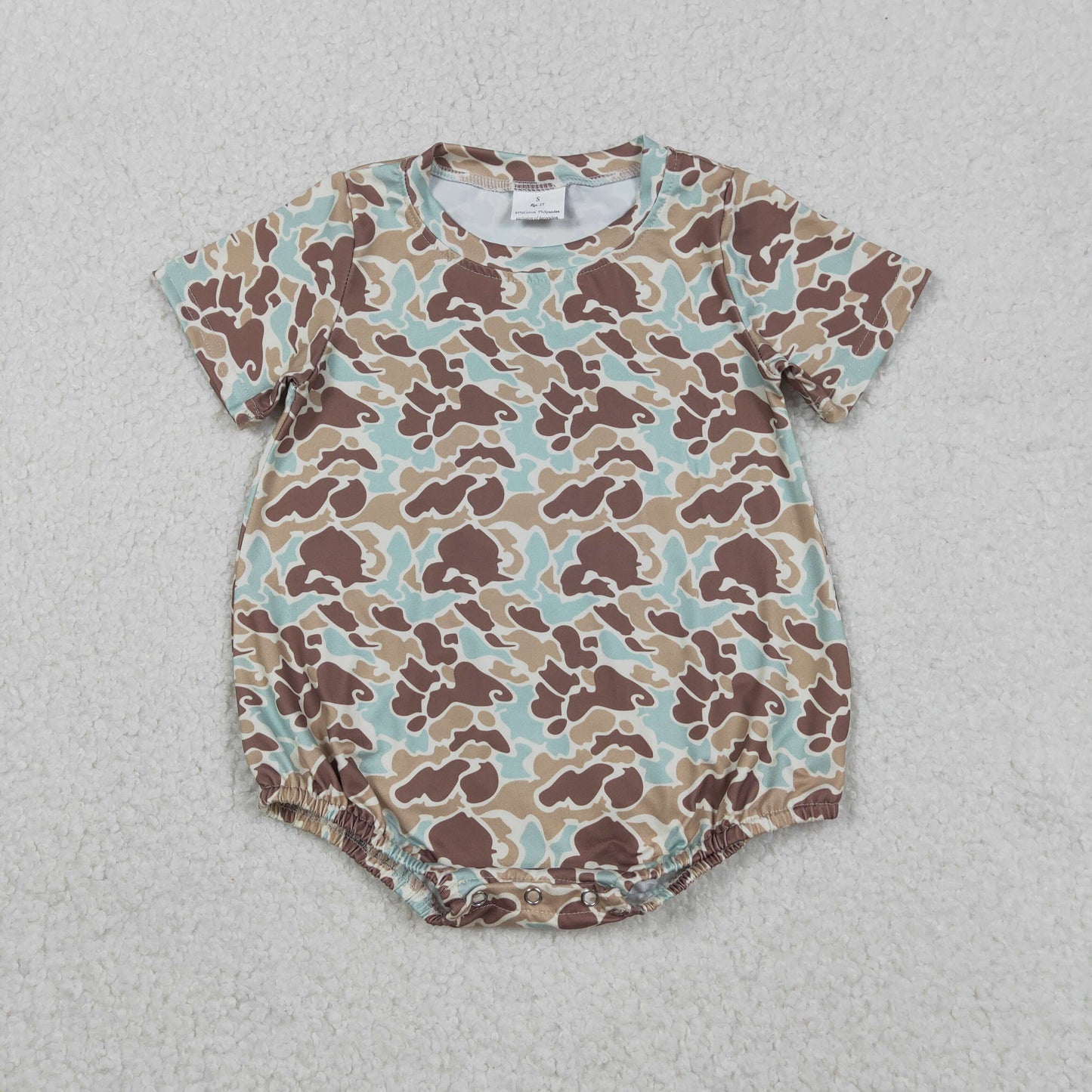RTS NO MOQ(In Stock) Blue-Green-Brown Camouflage Short-Sleeve Jumpsuit