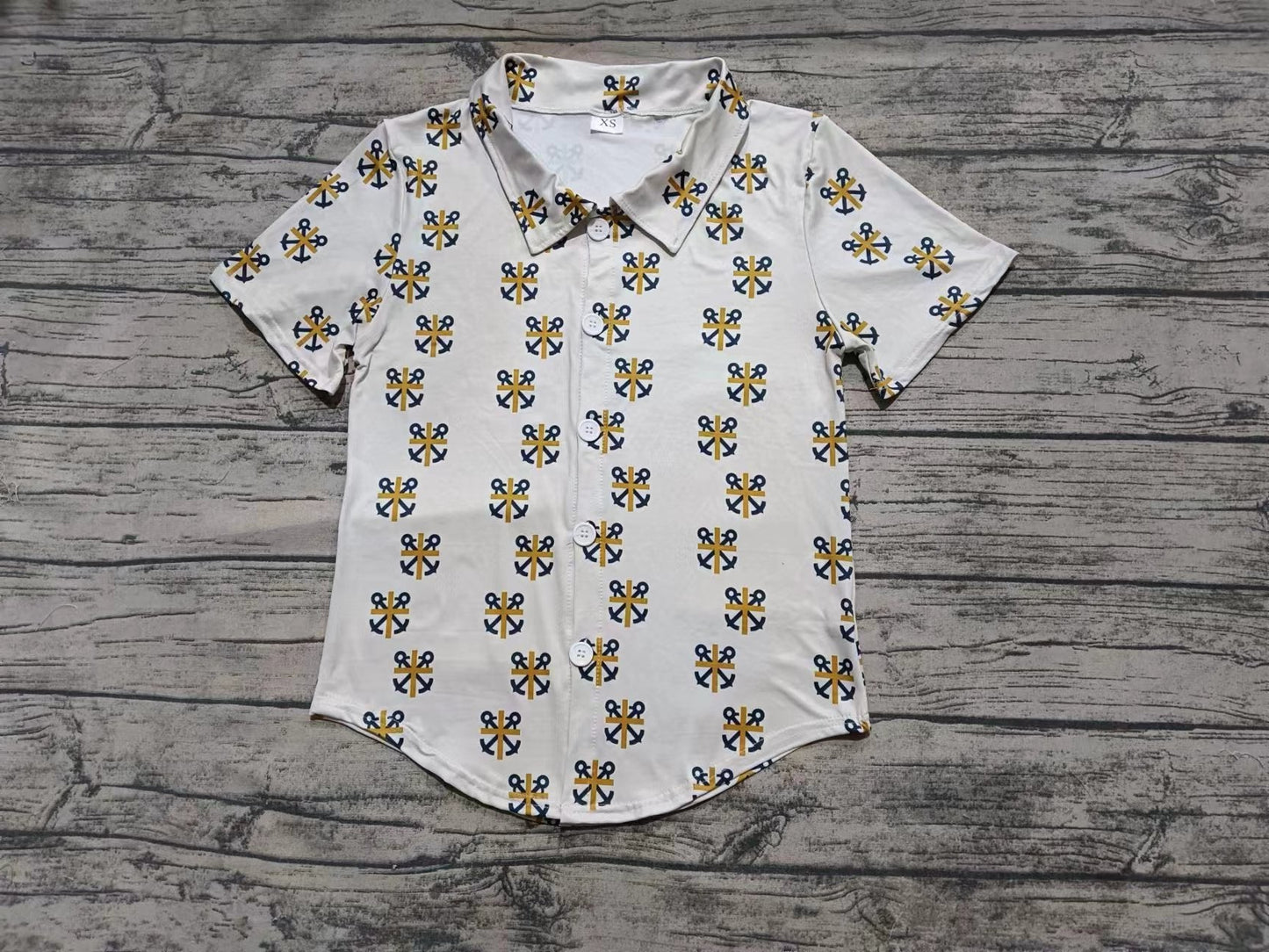 Custom moq 3 eta 6-7weeks baby boys clothes button-down short sleeve shirt