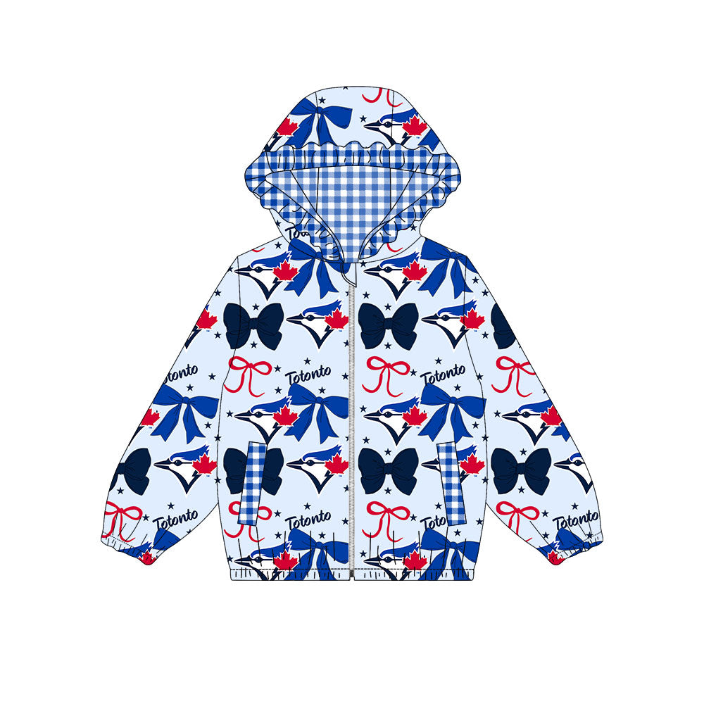 1002-Custom moq 8 mix size milk silk summer team baby girls clothes bow blue hooded long sleeve top-25.10.9