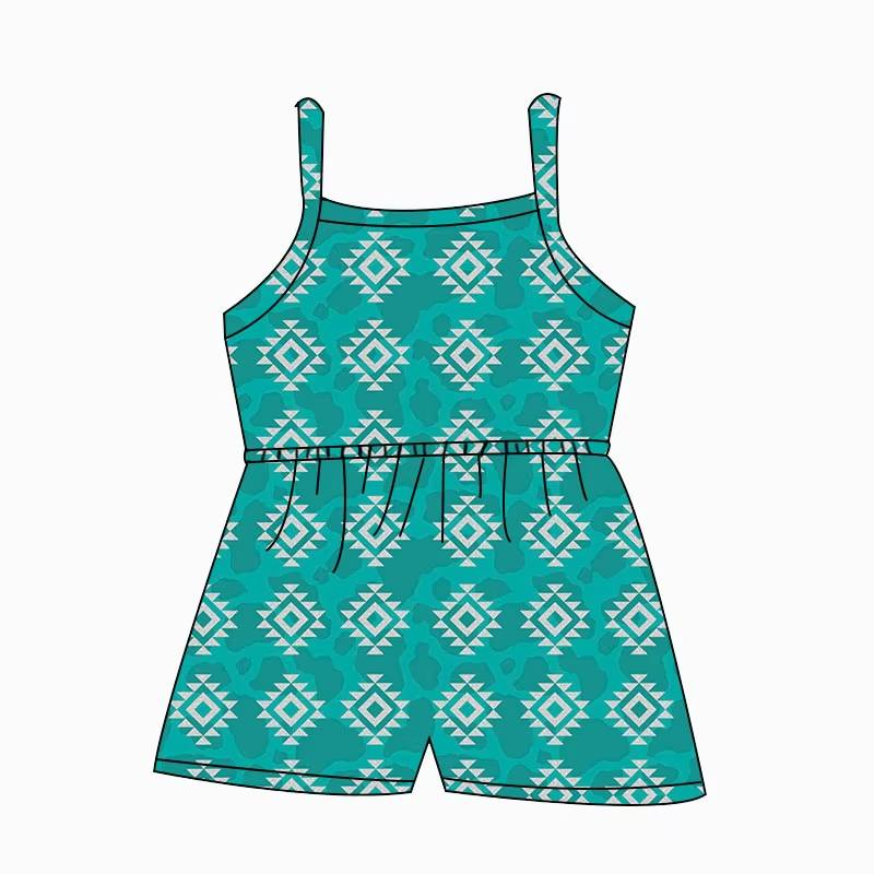 Custom moq 5 mix size milk silk summer baby girl clothes geometric suspender jumpsuit-25.8.9