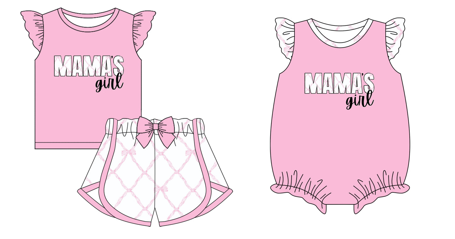 12.4 custom each style moq 5eta 4-6week Sibling Sister MAMA GIRL Baby girl short sleeve shorts sets and rompers match design