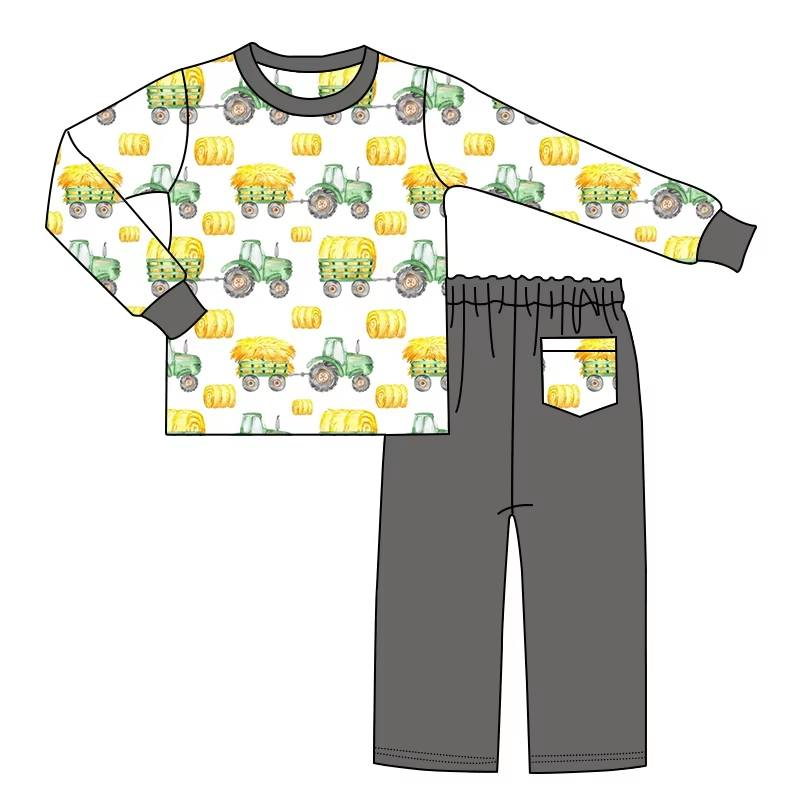 Custom moq 5 each style eta 6-7weeks baby boy clothes pumpkin long sleeve pants sets-25.7.26