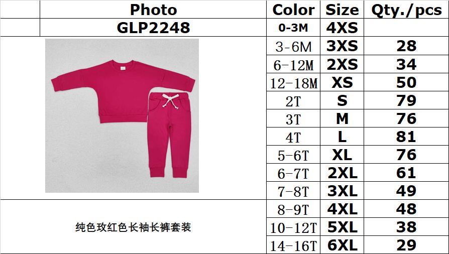 RTS NO MOQ ETA 5/7days Arrived GLP2248 Pure rose red long-sleeved trousers set