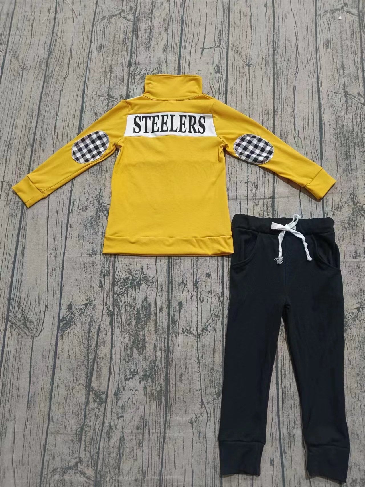 Custom moq 3 eta 6-7weeks baby boy clothes yellow long-sleeved top and pants set-25.9.9
