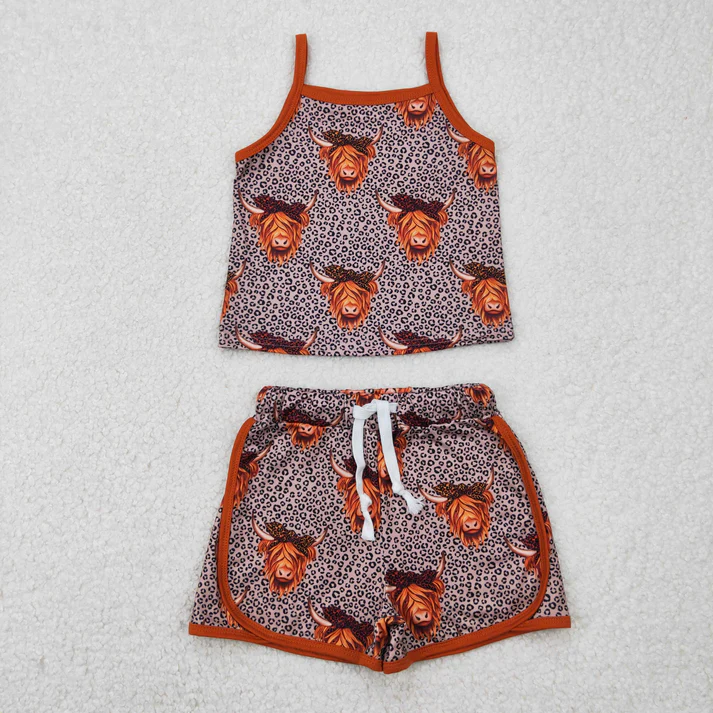 Sibling Baby Girls clothes leopard Summer Sibling Sister Clothes Sets