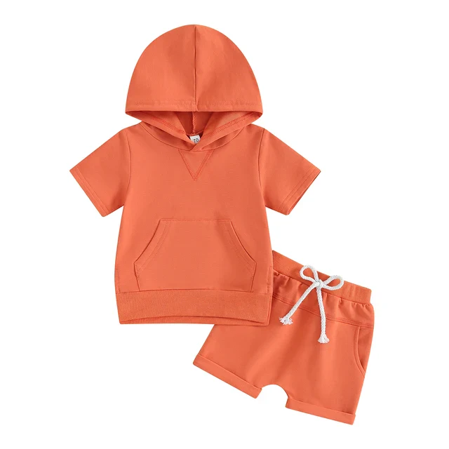 custom moq 3 cotton fabric eta 4-5weeks orange color boys sets