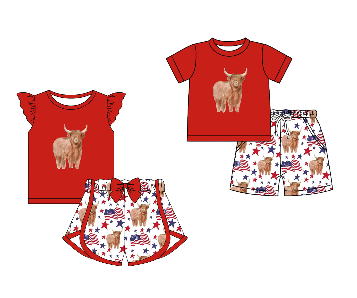 11.26 custom each style moq 5eta 4-6week Sibling Sister 4th of july alpine baby girl short sleeve shorts fish sets 1 and easter sets 2 match design
