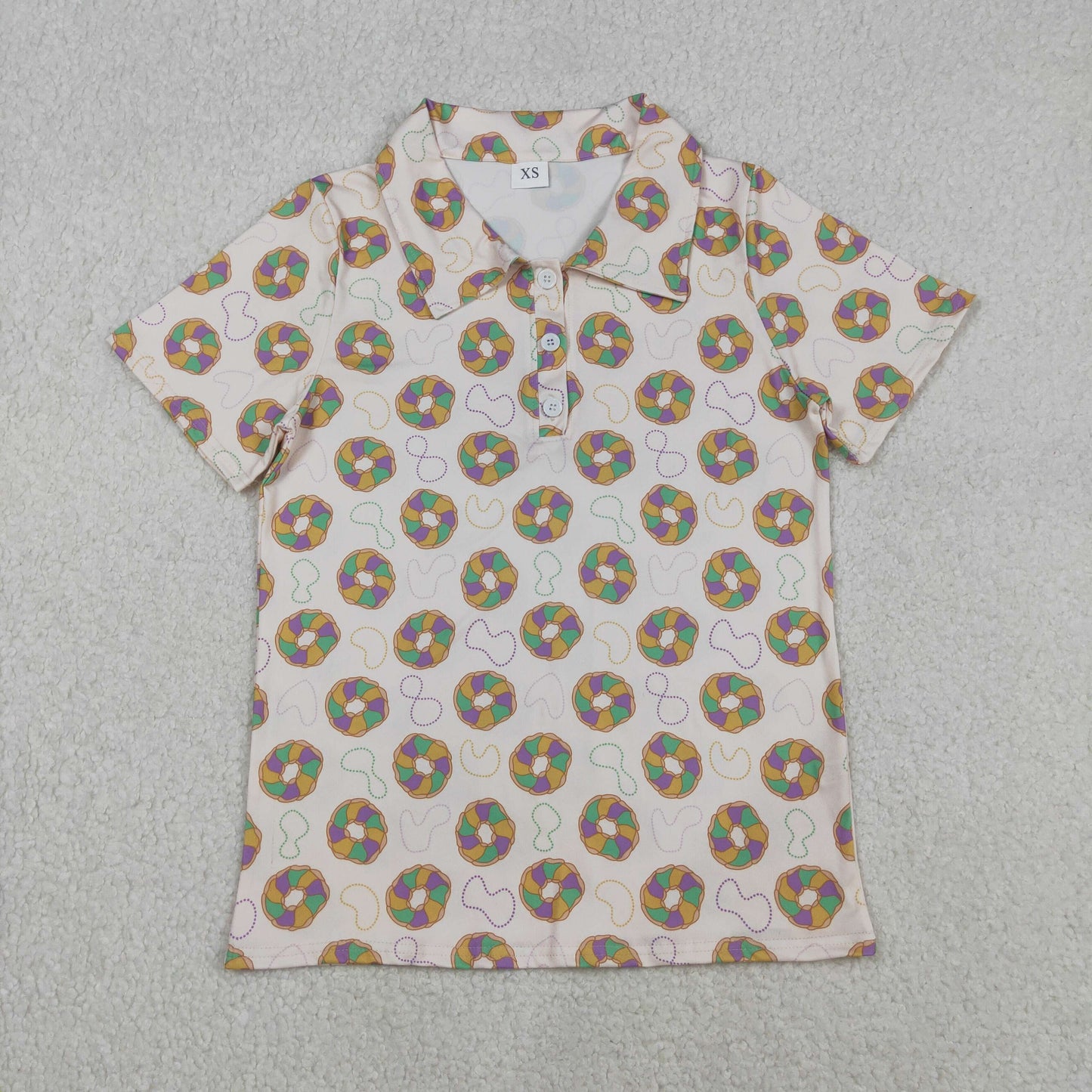RTS NO MOQ(In Stock) Adult Men's Carnival Necklace Donut Button Collar Short-Sleeve Top