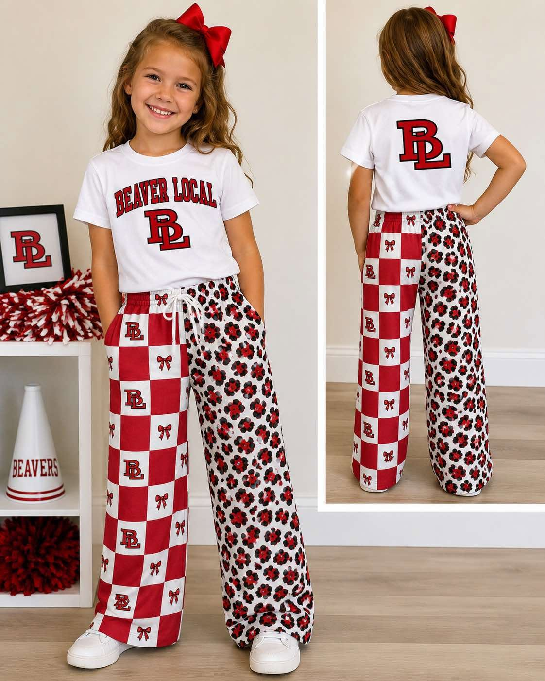 custom moq 5 mix size KABR03 white top black pants kids sets