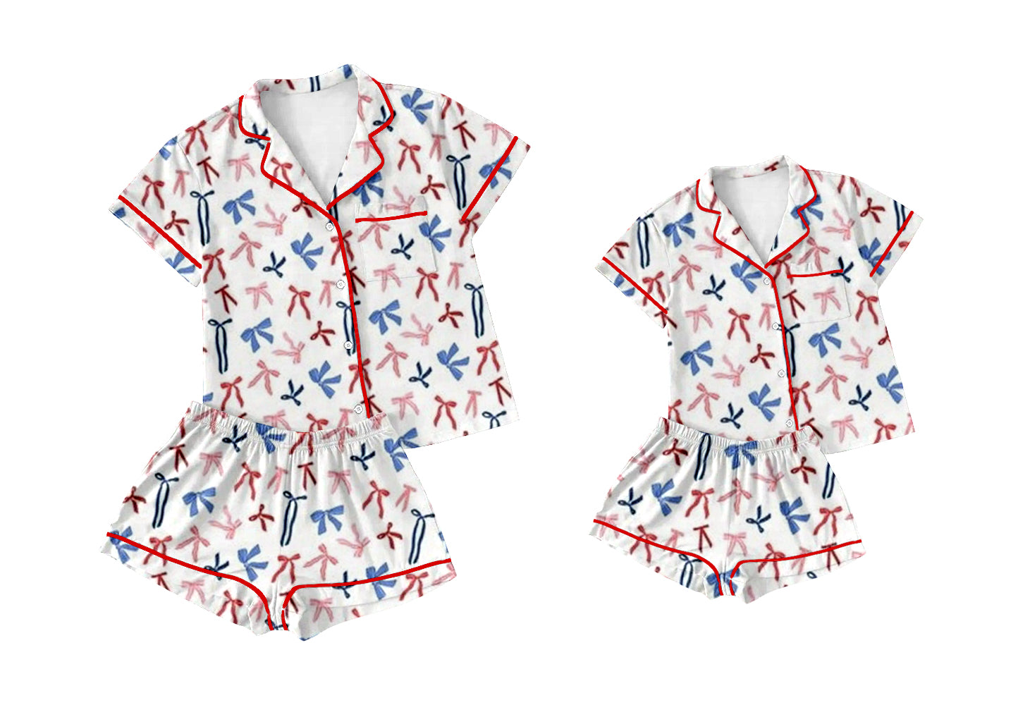 11.26 custom each style moq 5eta 4-6week Sibling Sister bow baby boys short sleeve shorts sets and adult sets match design
