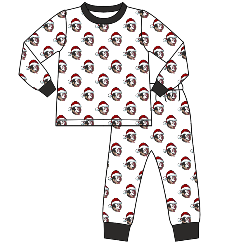 Custom moq 5 tat about 6-8 weeks Christmas hat human head feather boys pajamas