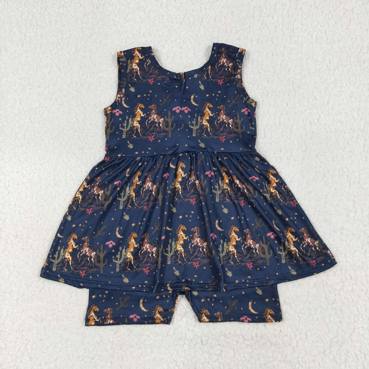 RTS NO MOQ(In Stock) SR3071 Horse cactus navy blue lace sleeveless jumpsuit